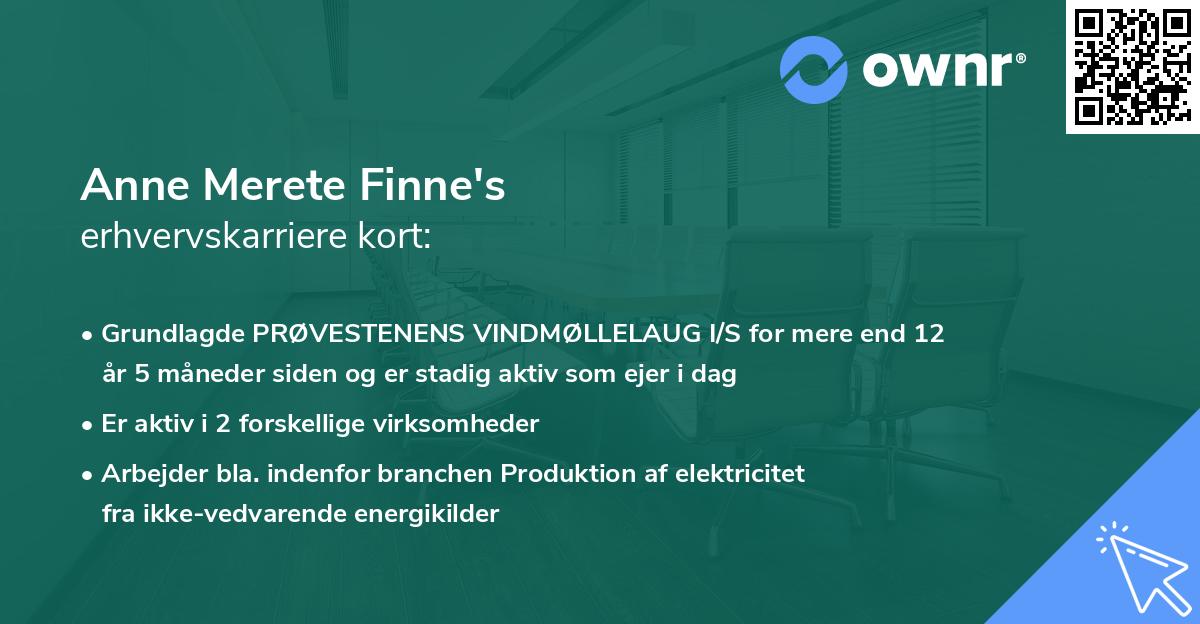 Anne Merete Finne's erhvervskarriere kort