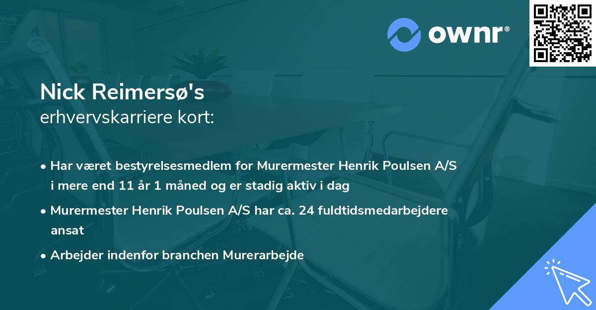Nick Reimersø's erhvervskarriere kort