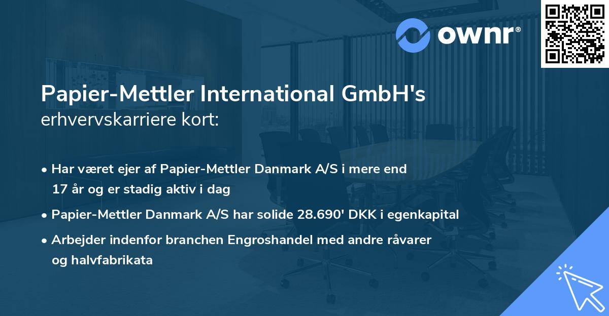 Papier-Mettler International GmbH's erhvervskarriere kort