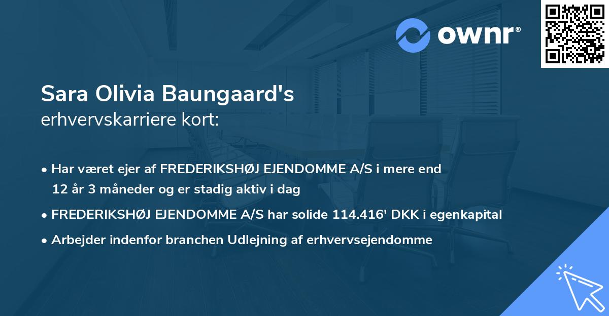 Sara Olivia Baungaard's erhvervskarriere kort