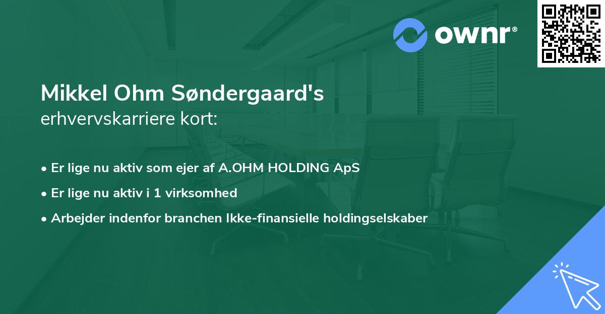 Mikkel Ohm Søndergaard's erhvervskarriere kort