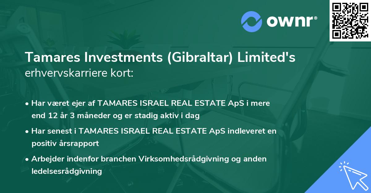 Tamares Investments (Gibraltar) Limited's erhvervskarriere kort