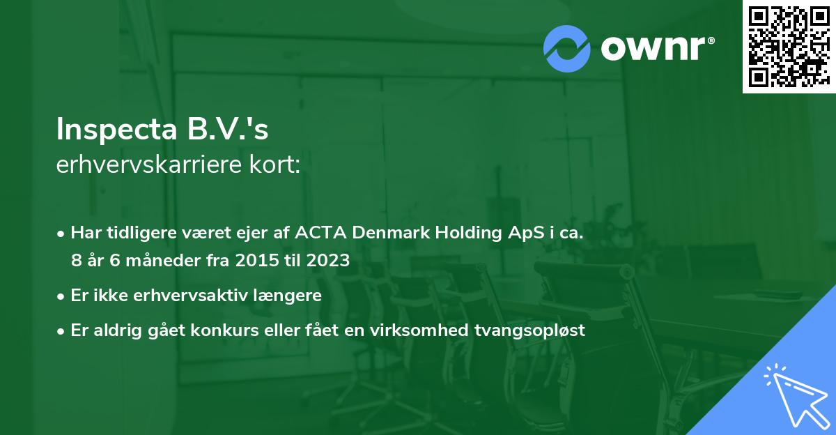 Inspecta B.V.'s erhvervskarriere kort