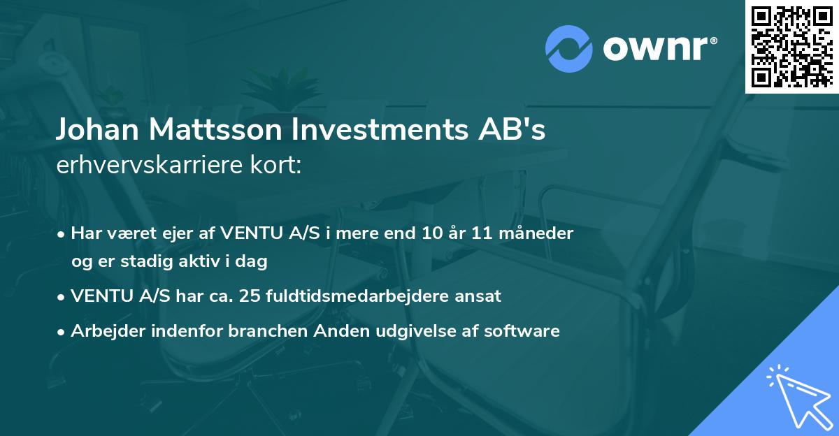 Johan Mattsson Investments AB's erhvervskarriere kort