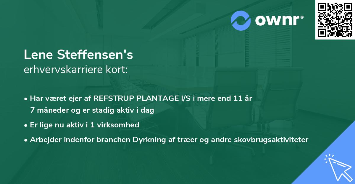 Lene Steffensen's erhvervskarriere kort