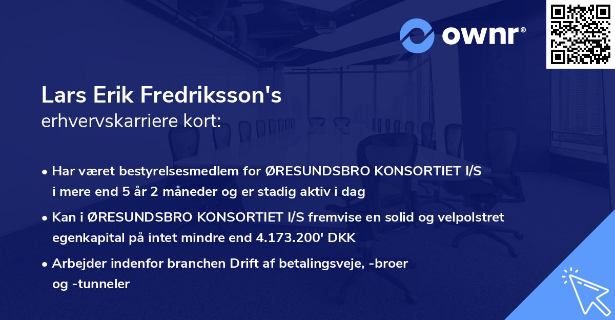 Lars Erik Fredriksson's erhvervskarriere kort