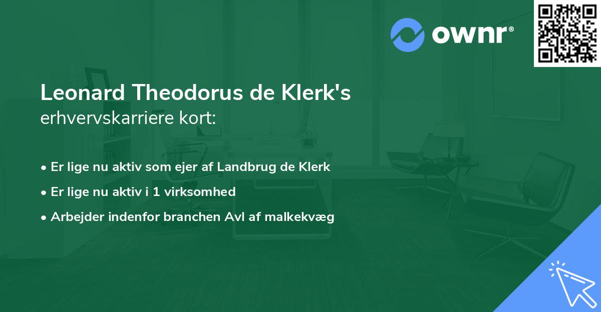Leonard Theodorus de Klerk's erhvervskarriere kort