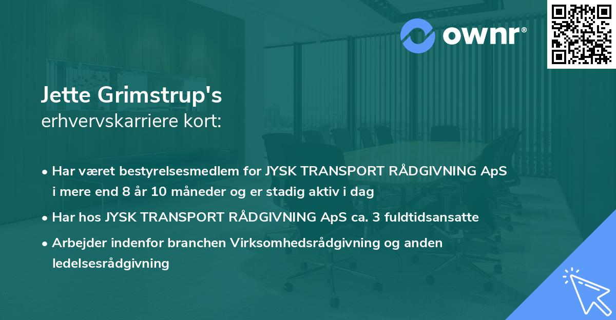 Jette Grimstrup's erhvervskarriere kort