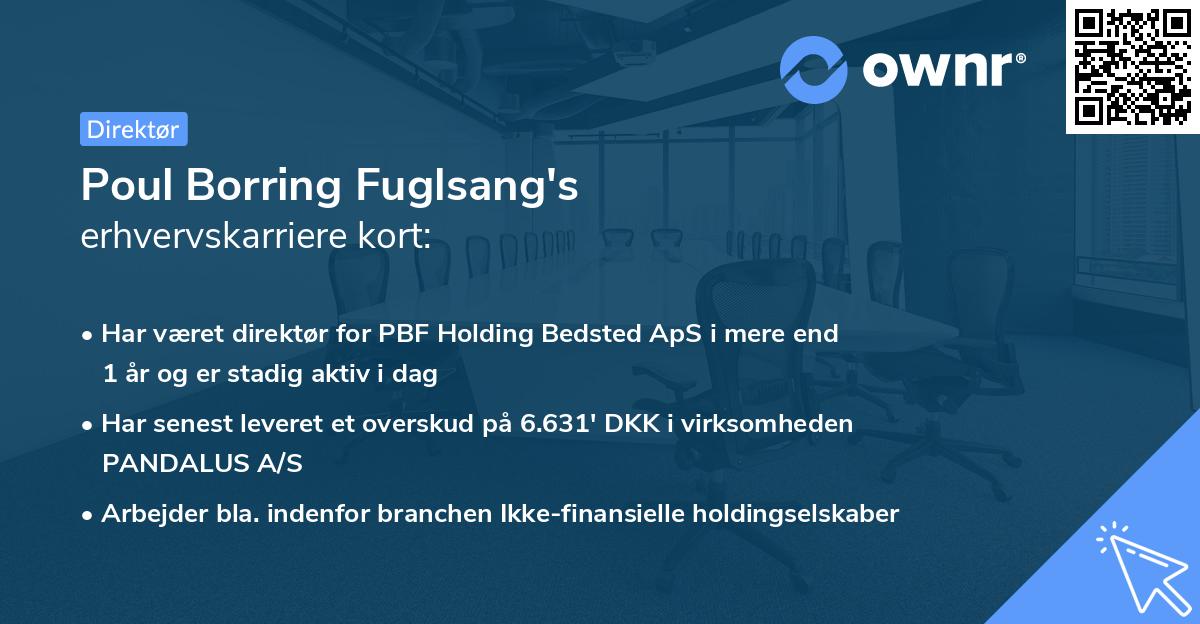 Poul Borring Fuglsang's erhvervskarriere kort