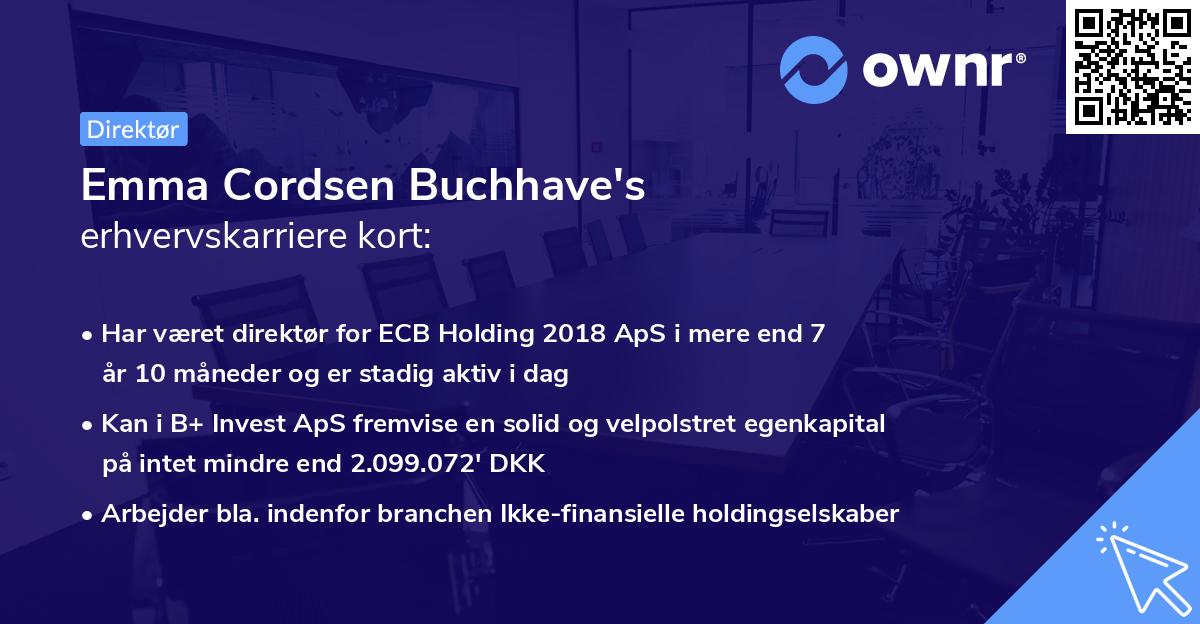 Emma Cordsen Buchhave's erhvervskarriere kort