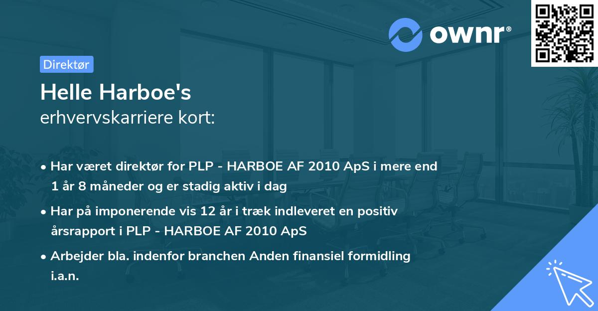 Helle Harboe's erhvervskarriere kort