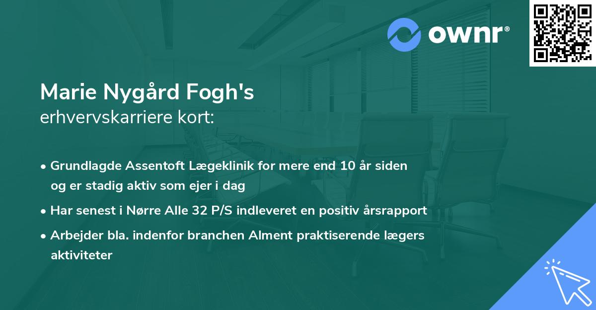Marie Nygård Fogh's erhvervskarriere kort