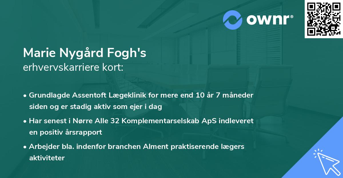 Marie Nygård Fogh's erhvervskarriere kort