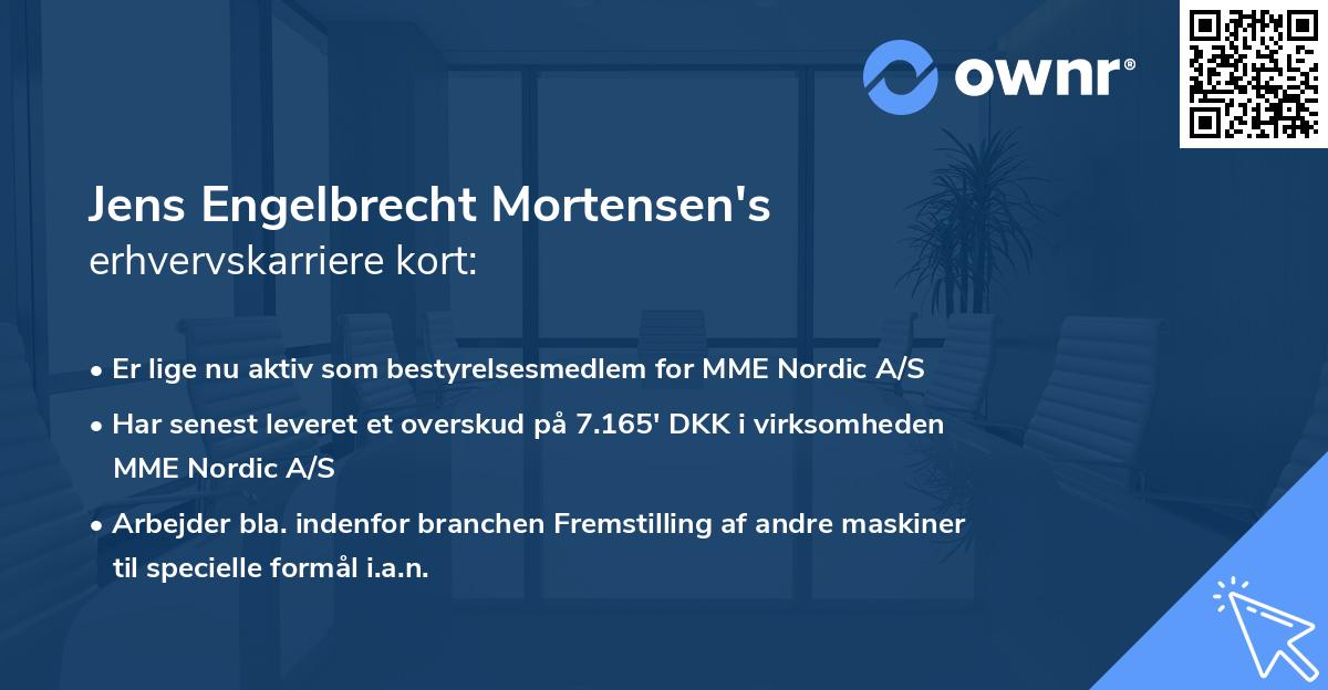 Jens Engelbrecht Mortensen's erhvervskarriere kort