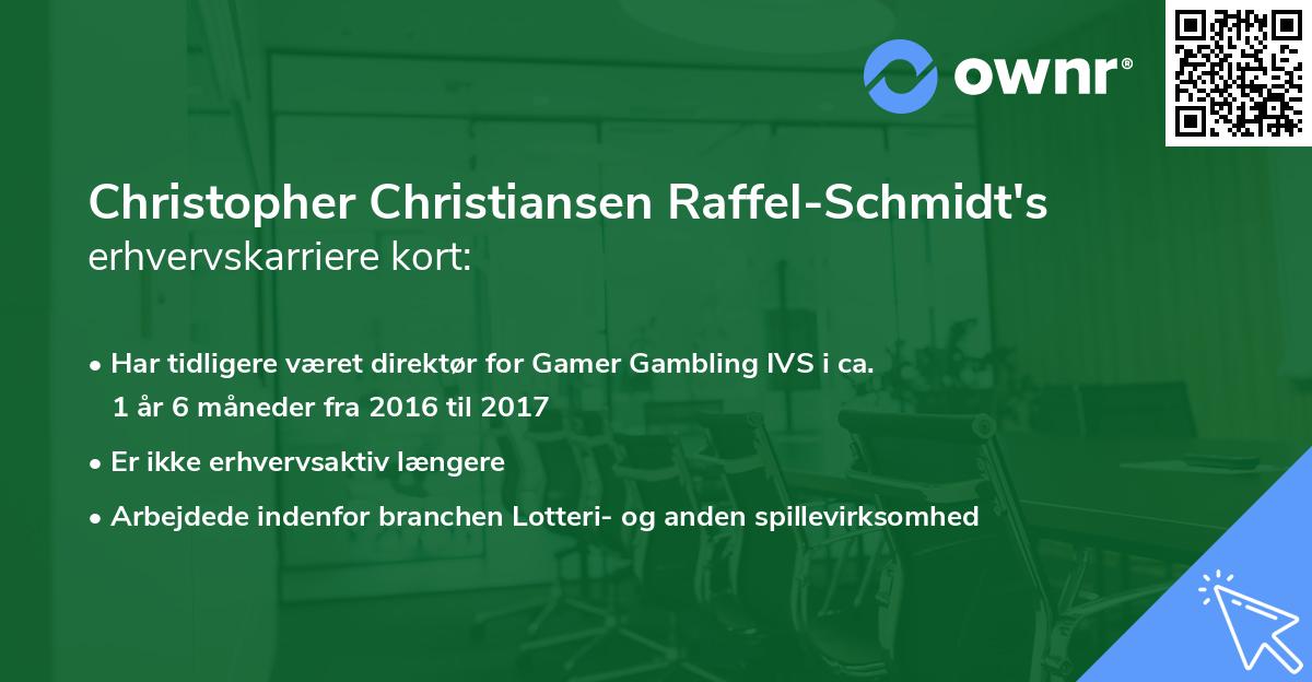Christopher Christiansen Raffel-Schmidt's erhvervskarriere kort