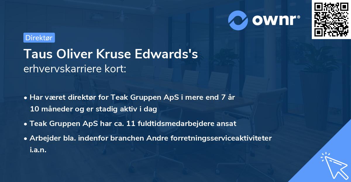 Taus Oliver Kruse Edwards's erhvervskarriere kort