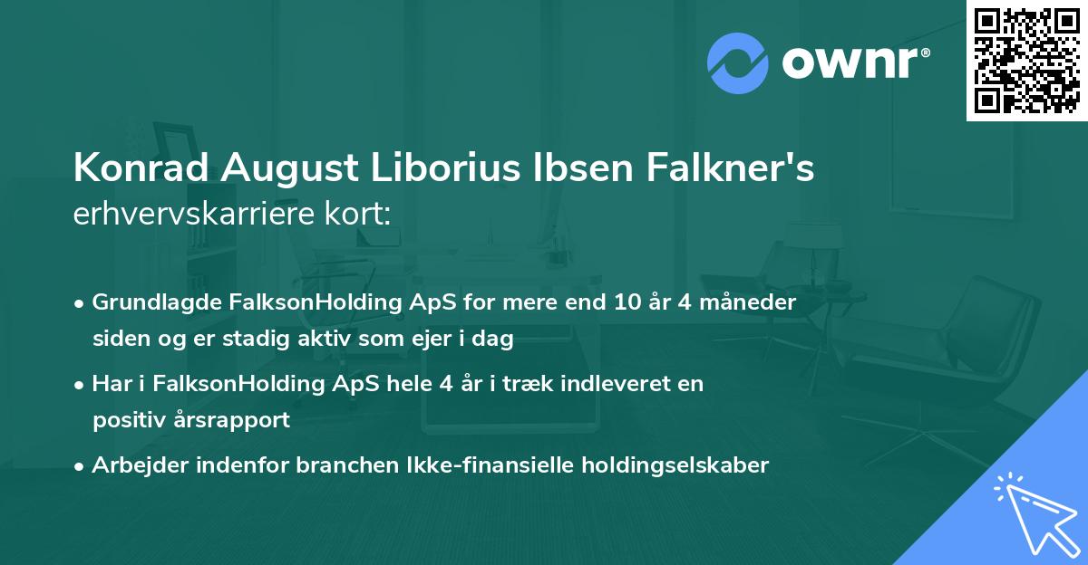 Konrad August Liborius Ibsen Falkner's erhvervskarriere kort