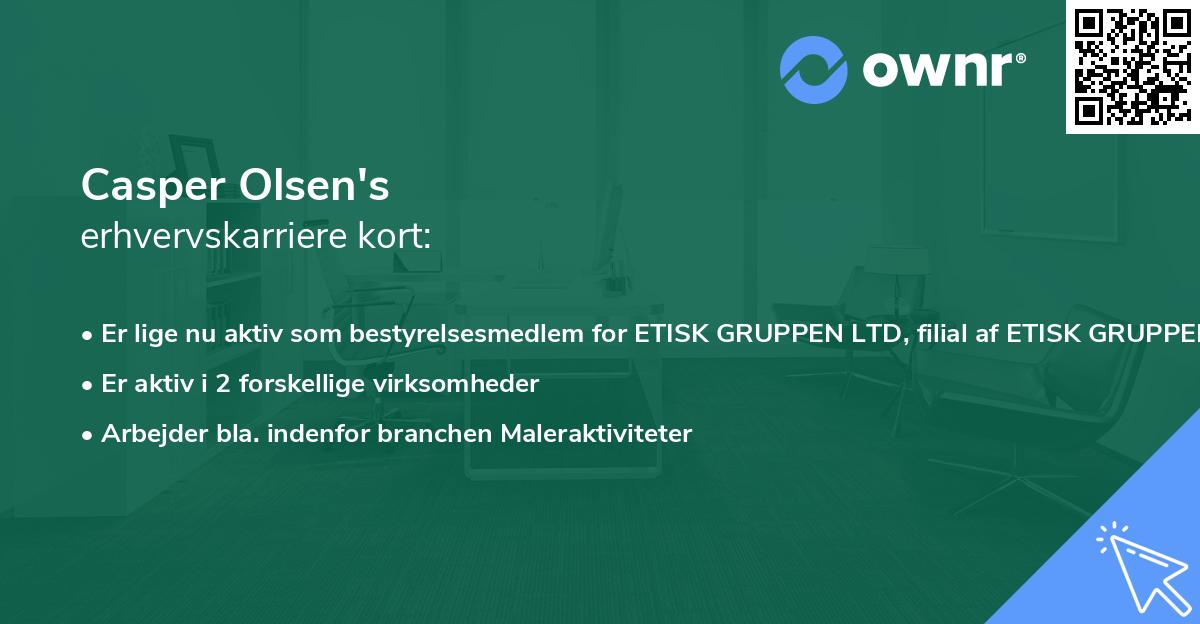Casper Olsen's erhvervskarriere kort