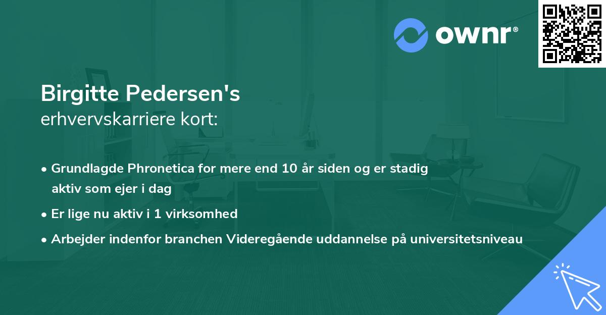 Birgitte Pedersen's erhvervskarriere kort