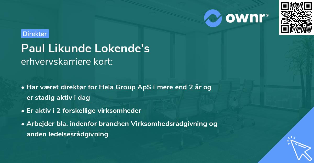 Paul Likunde Lokende's erhvervskarriere kort