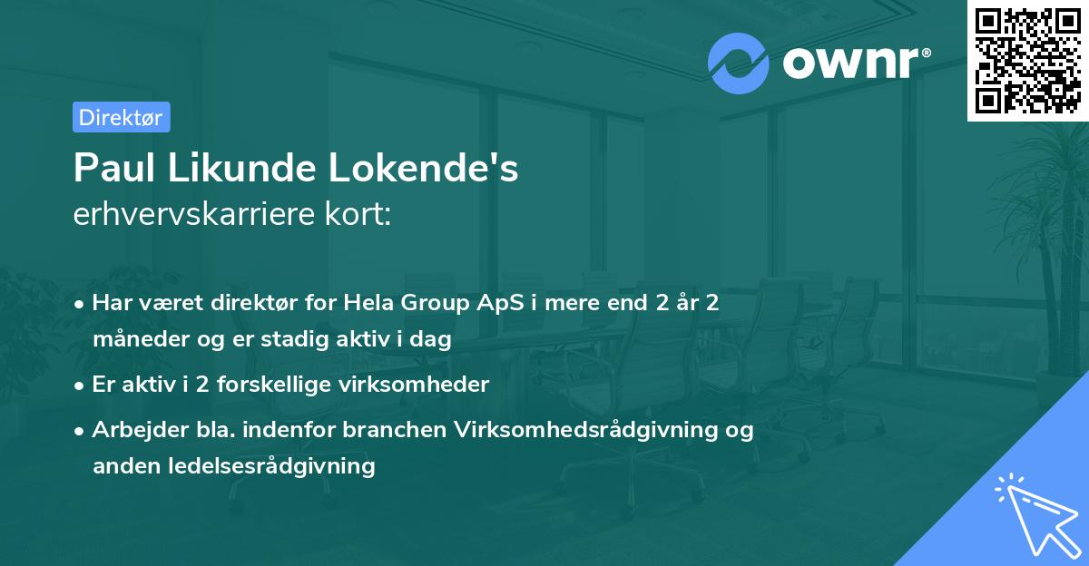 Paul Likunde Lokende's erhvervskarriere kort