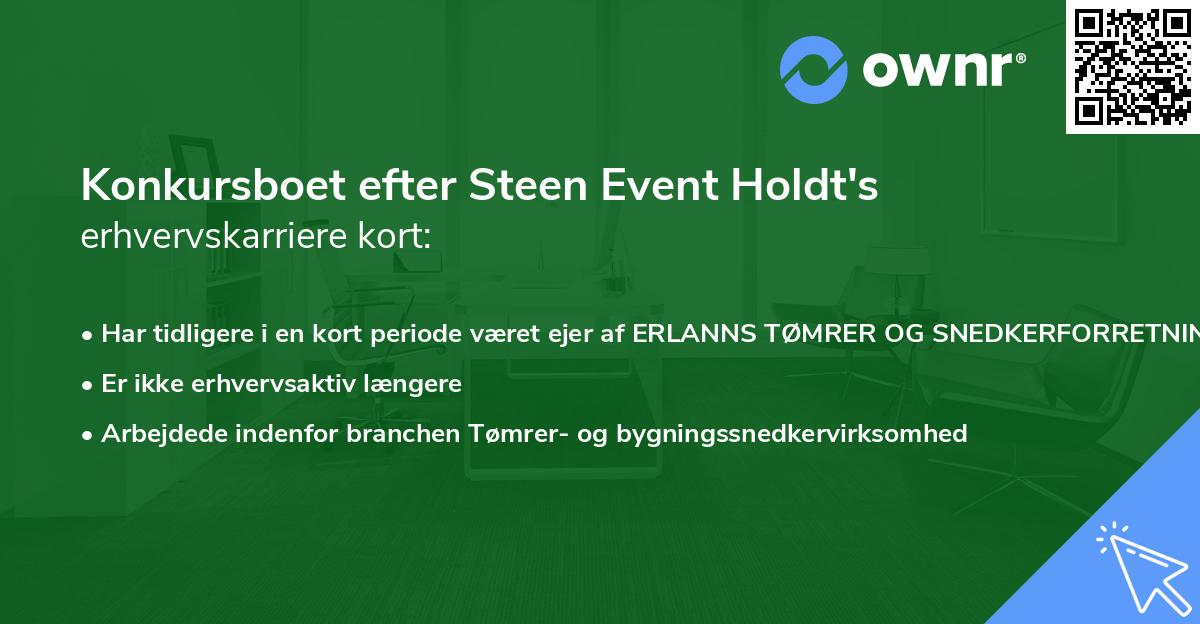Konkursboet efter Steen Event Holdt's erhvervskarriere kort