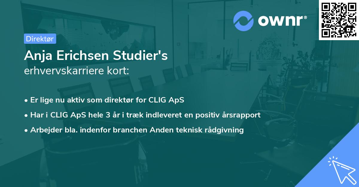 Anja Erichsen Studier's erhvervskarriere kort