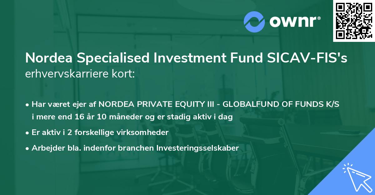 Nordea Specialised Investment Fund SICAV-FIS's erhvervskarriere kort
