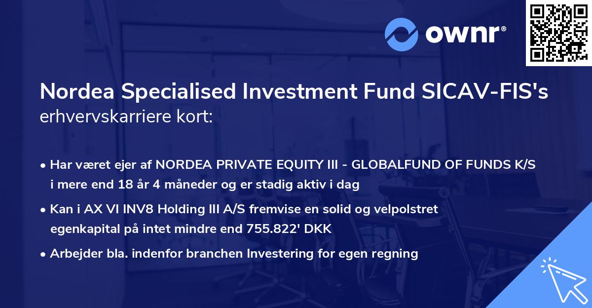Nordea Specialised Investment Fund SICAV-FIS's erhvervskarriere kort