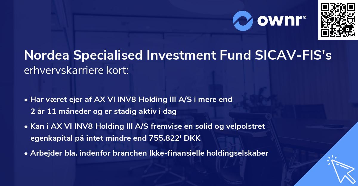 Nordea Specialised Investment Fund SICAV-FIS's erhvervskarriere kort