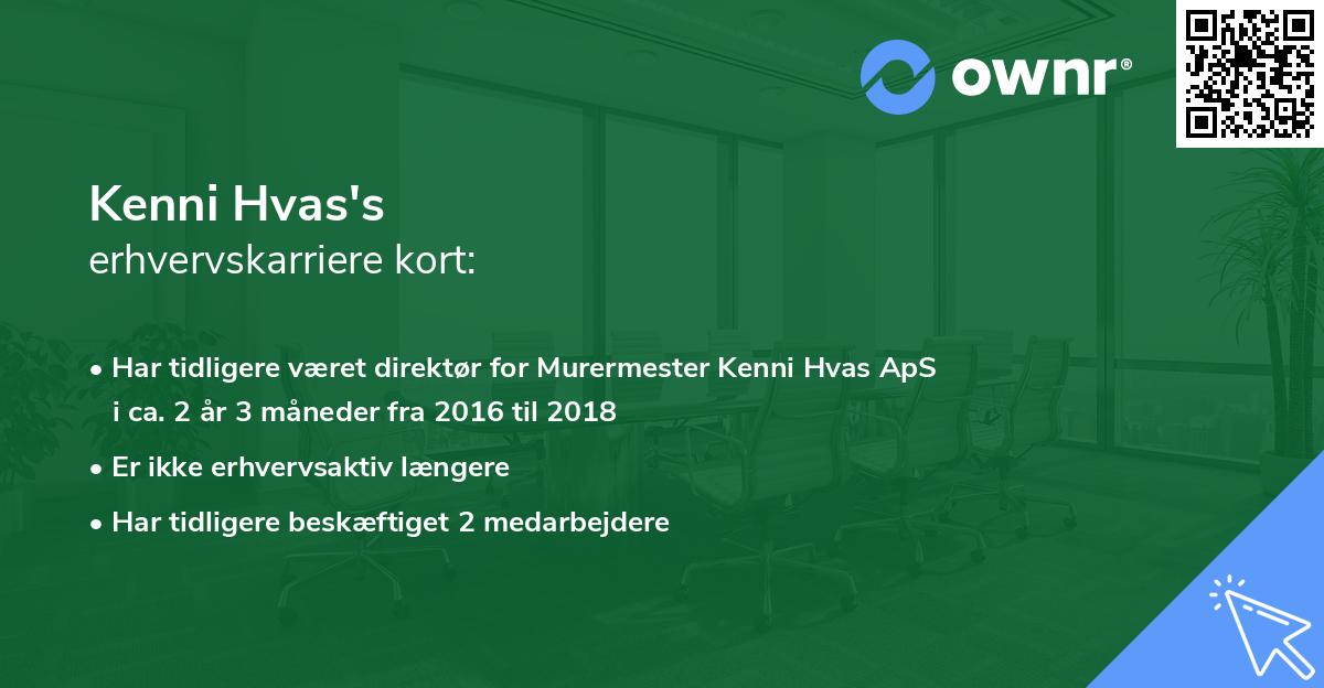 Kenni Hvas's erhvervskarriere kort