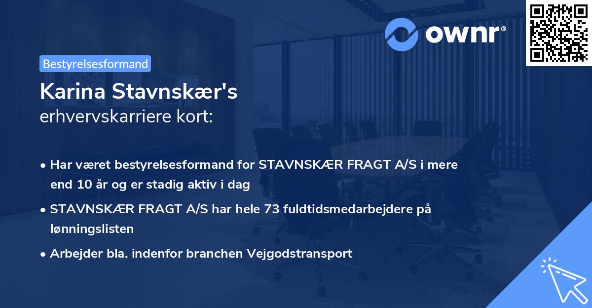 Karina Stavnskær's erhvervskarriere kort