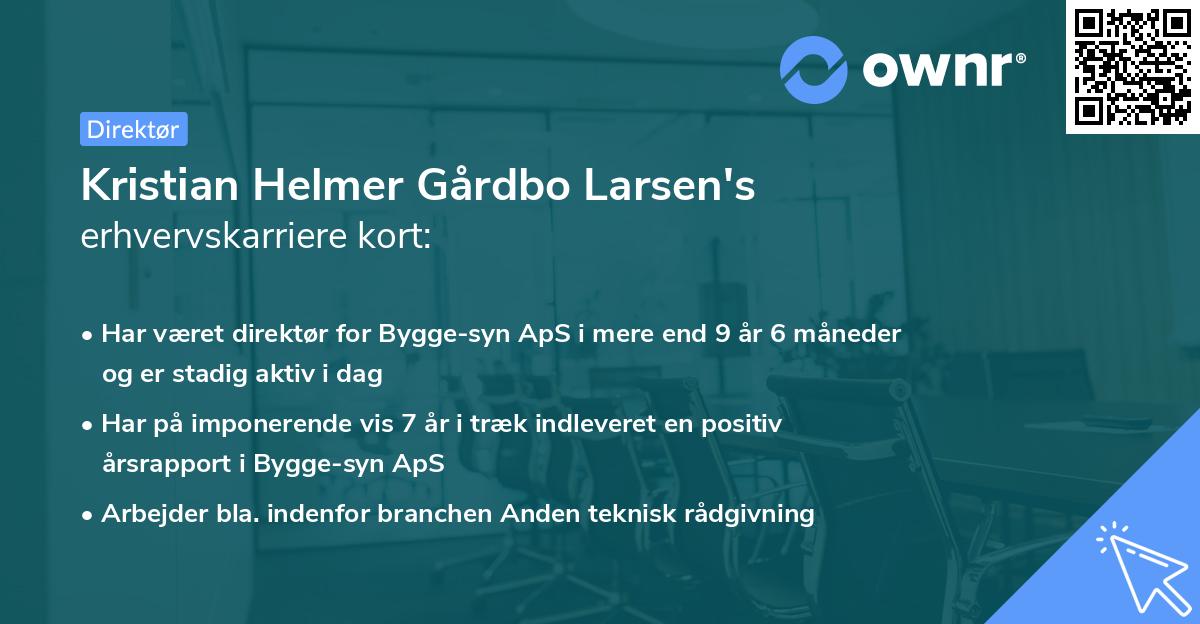 Kristian Helmer Gårdbo Larsen's erhvervskarriere kort