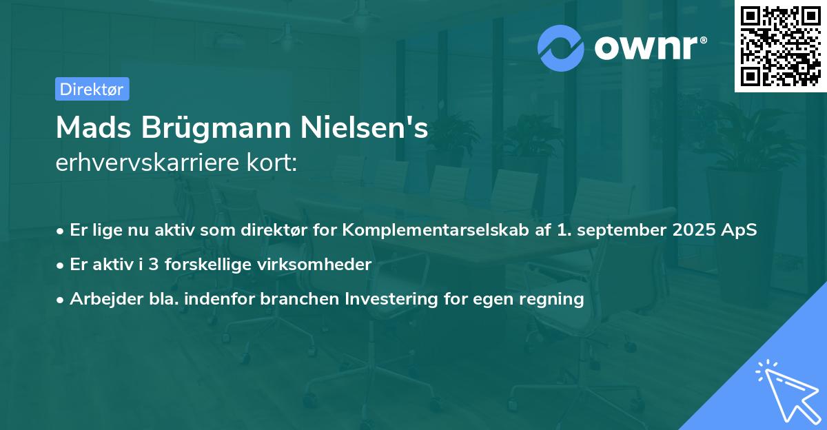 Mads Brügmann Nielsen's erhvervskarriere kort
