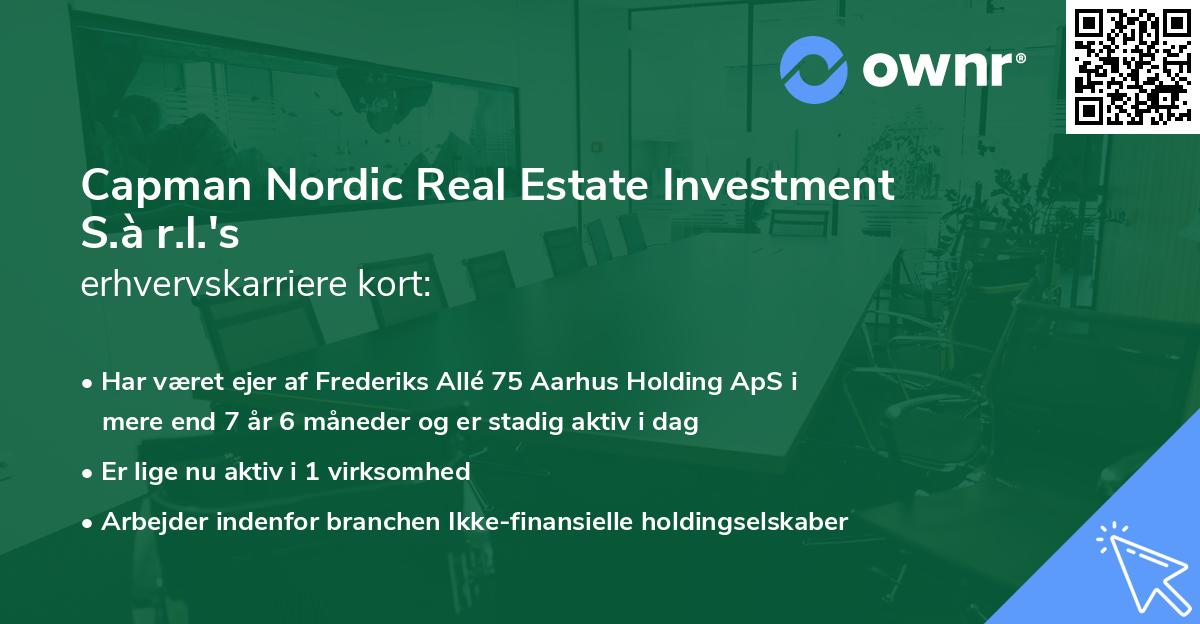 Capman Nordic Real Estate Investment S.à r.l.'s erhvervskarriere kort