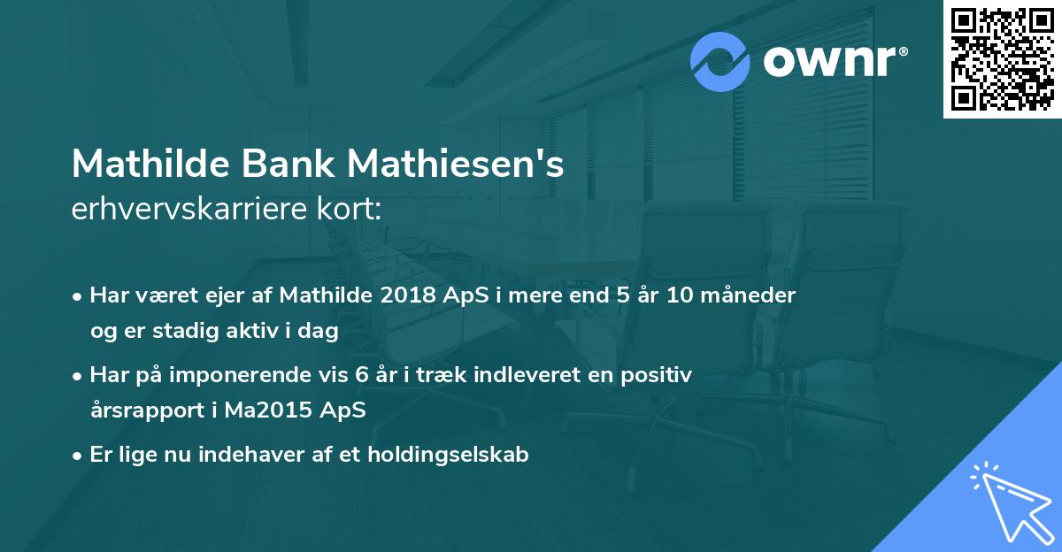 Mathilde Bank Mathiesen's erhvervskarriere kort