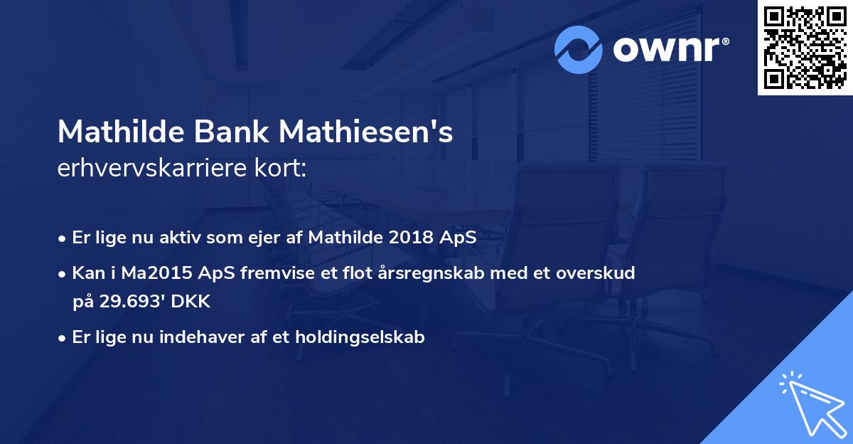 Mathilde Bank Mathiesen's erhvervskarriere kort