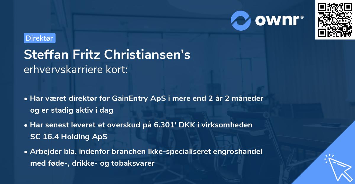 Steffan Fritz Christiansen's erhvervskarriere kort