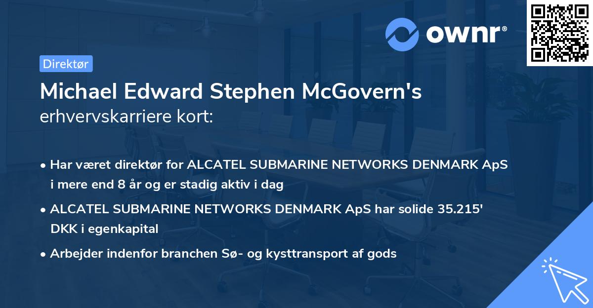 Michael Edward Stephen McGovern's erhvervskarriere kort