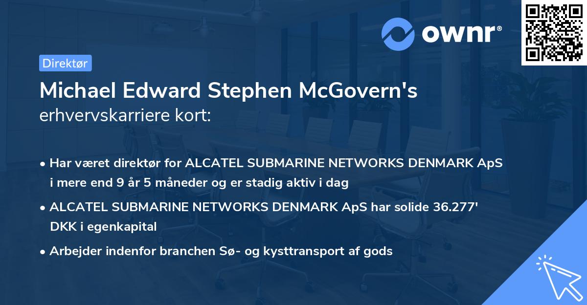 Michael Edward Stephen McGovern's erhvervskarriere kort