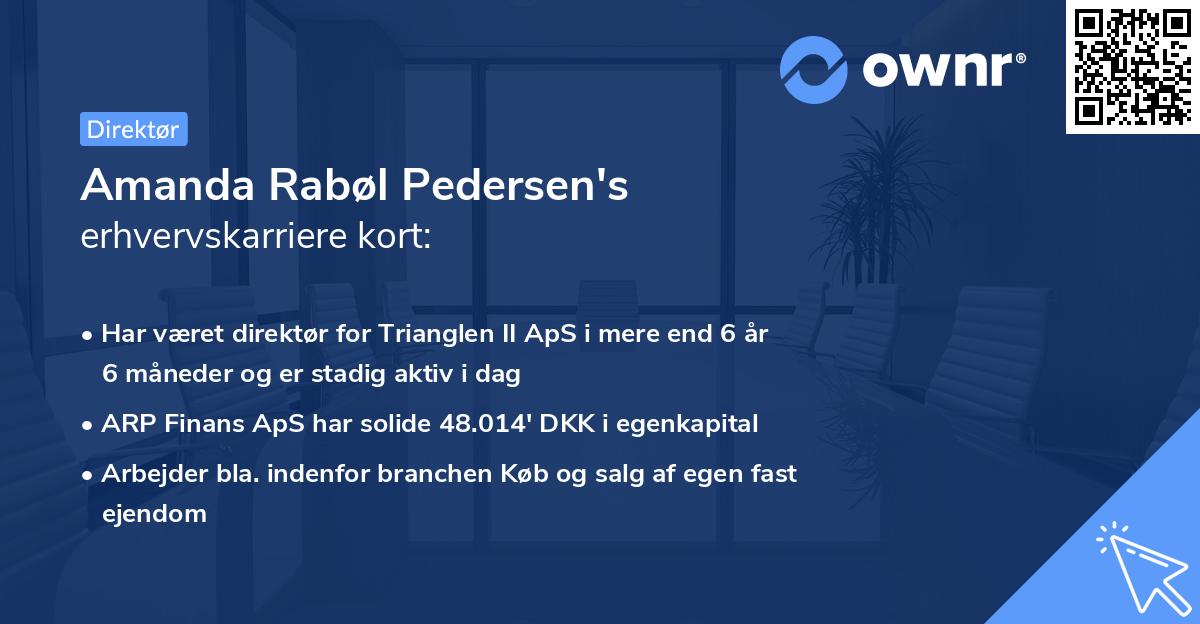 Amanda Rabøl Pedersen's erhvervskarriere kort