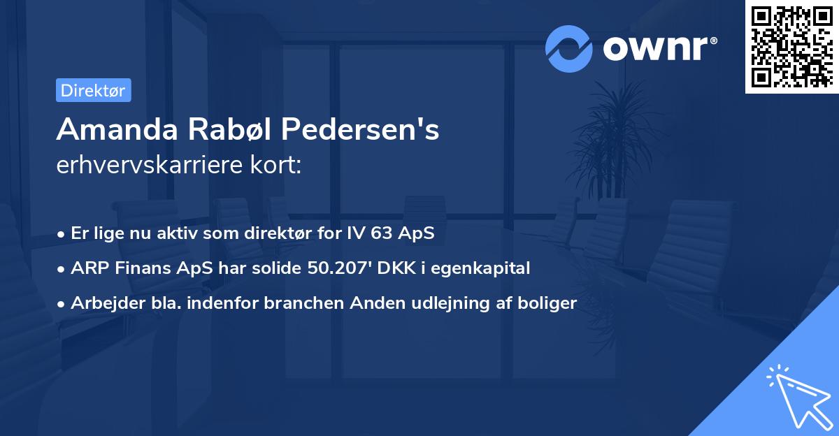 Amanda Rabøl Pedersen's erhvervskarriere kort