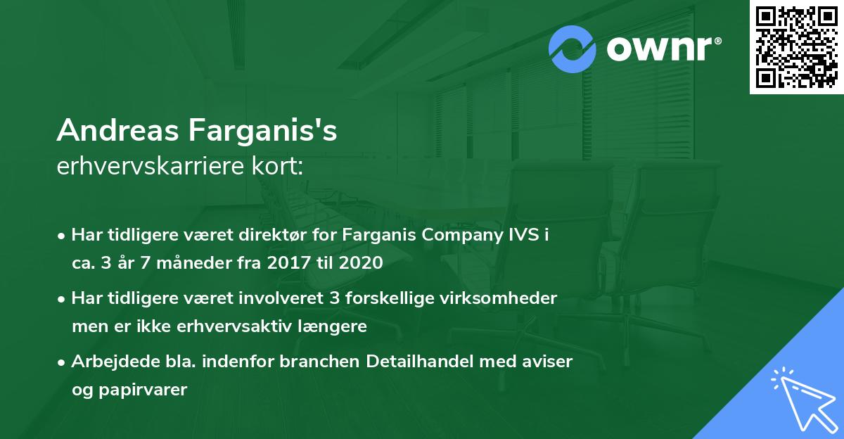Andreas Farganis's erhvervskarriere kort