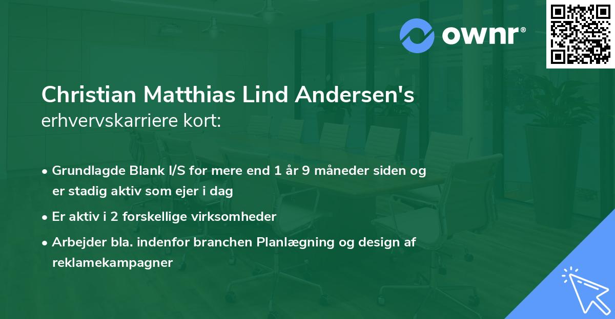 Christian Matthias Lind Andersen's erhvervskarriere kort