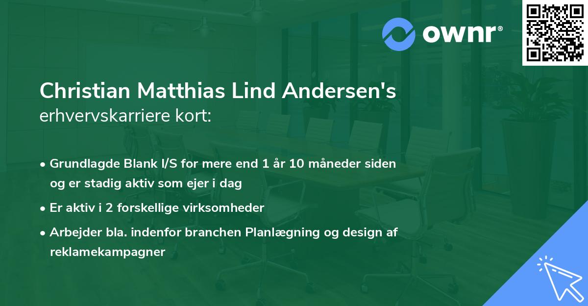 Christian Matthias Lind Andersen's erhvervskarriere kort