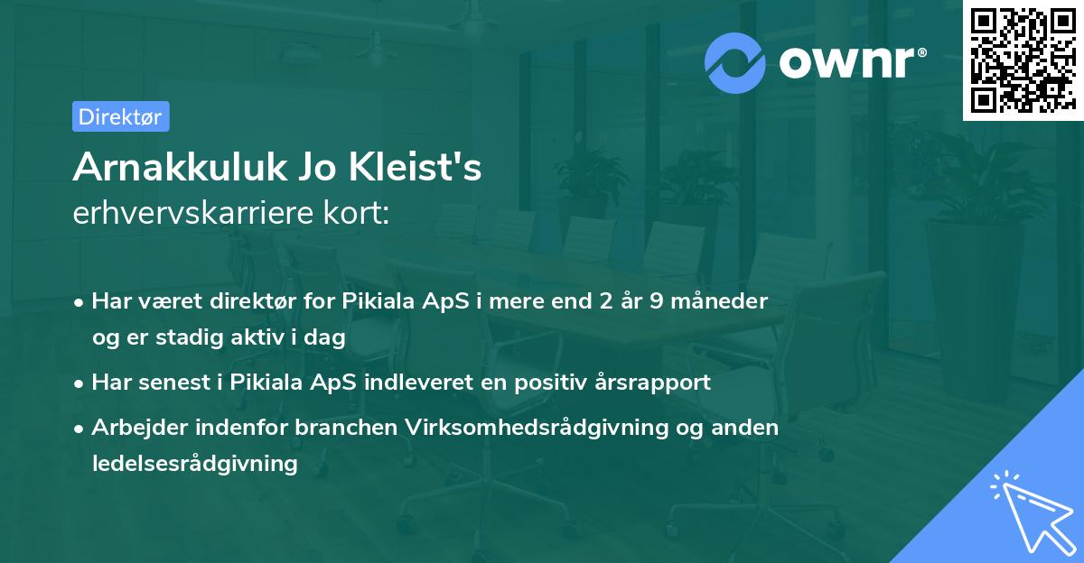 Arnakkuluk Jo Kleist's erhvervskarriere kort