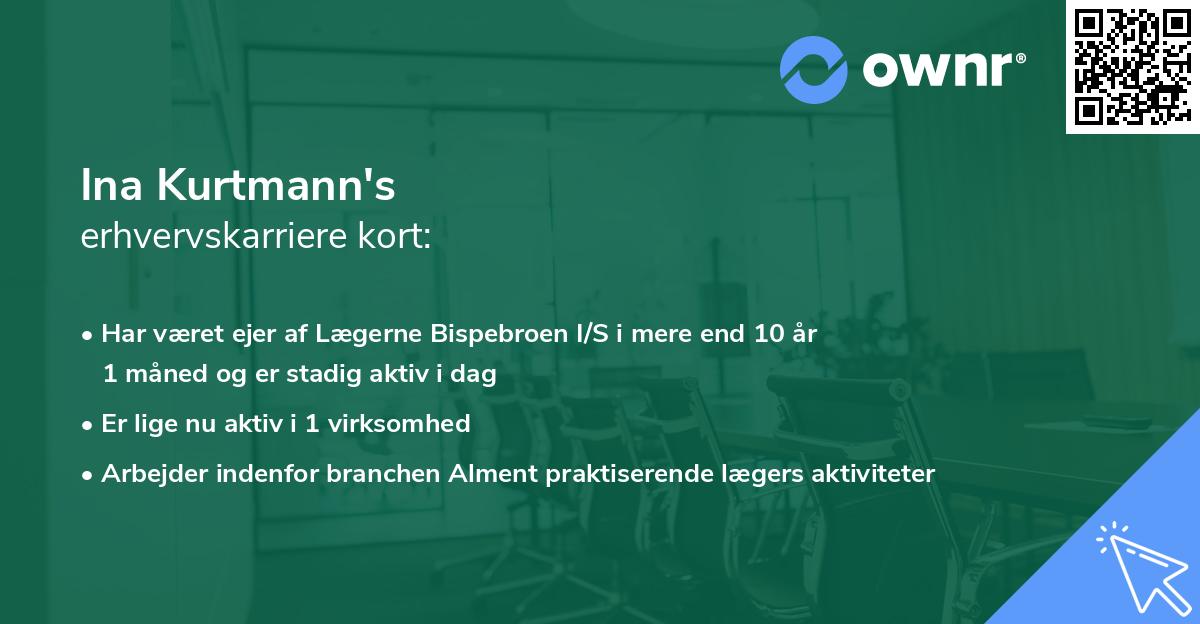 Ina Kurtmann's erhvervskarriere kort