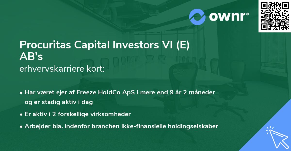 Procuritas Capital Investors VI (E) AB's erhvervskarriere kort