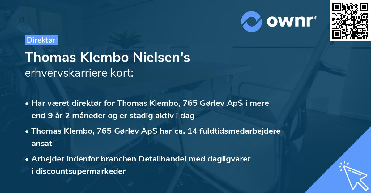 Thomas Klembo Nielsen's erhvervskarriere kort