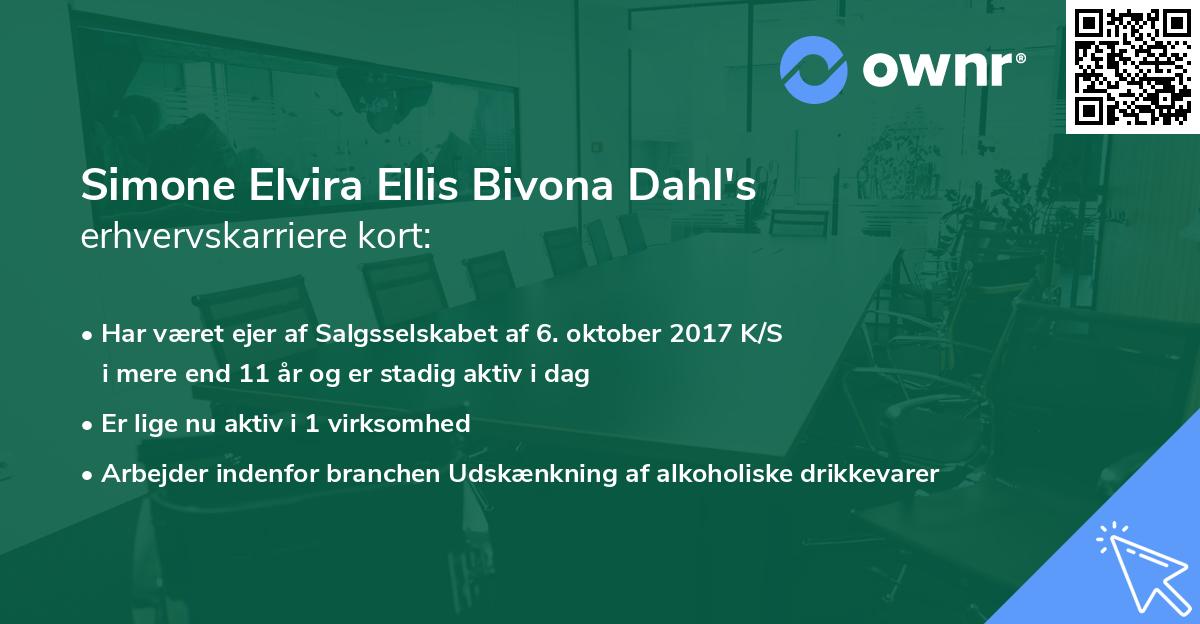 Simone Elvira Ellis Bivona Dahl's erhvervskarriere kort